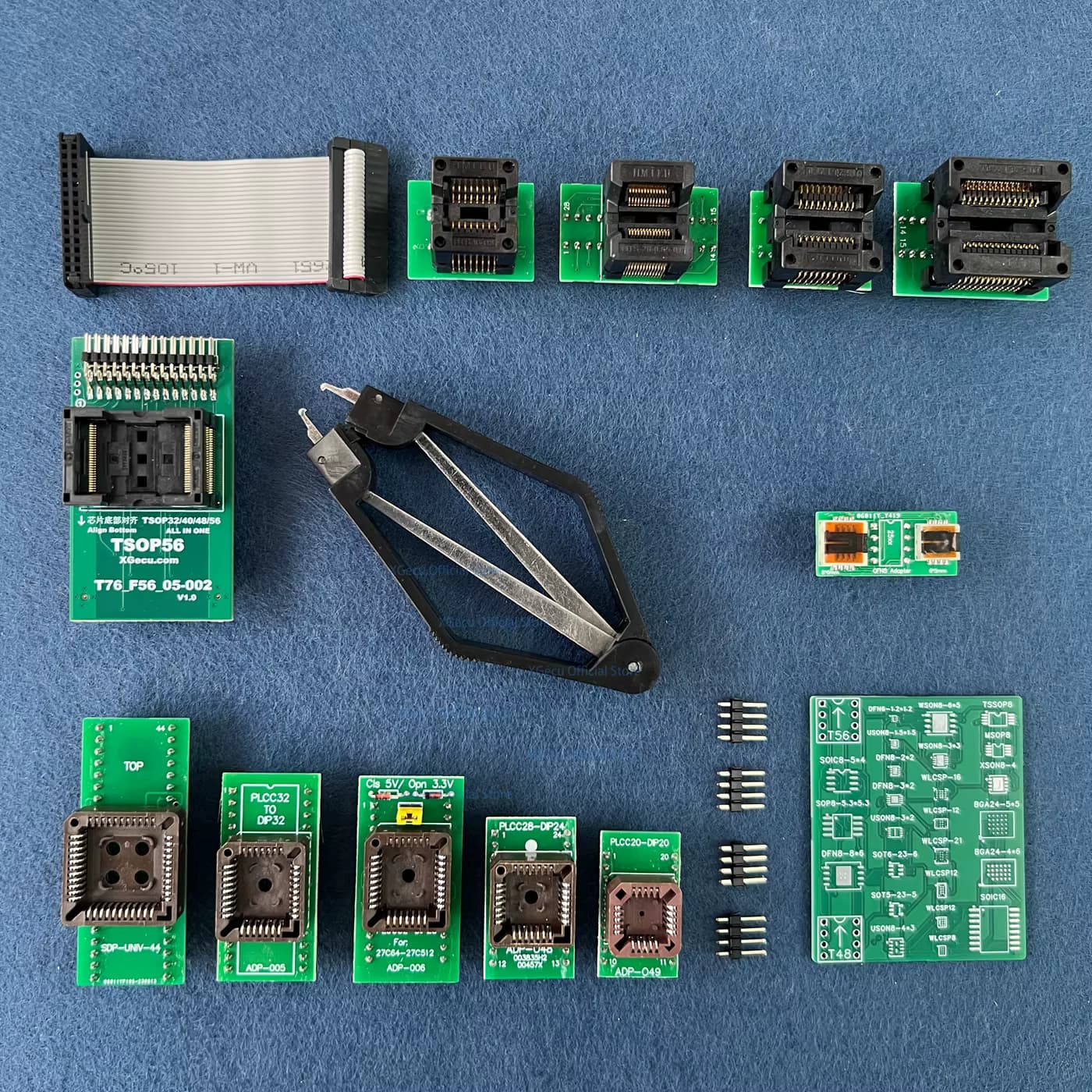 13-teiliges (Adapter-Set) für XGecu T76-Programmierer inklusive TSOP32/40/48/56 ZIF-Adapter (T76_F56_05-002 V1.0) PLCC