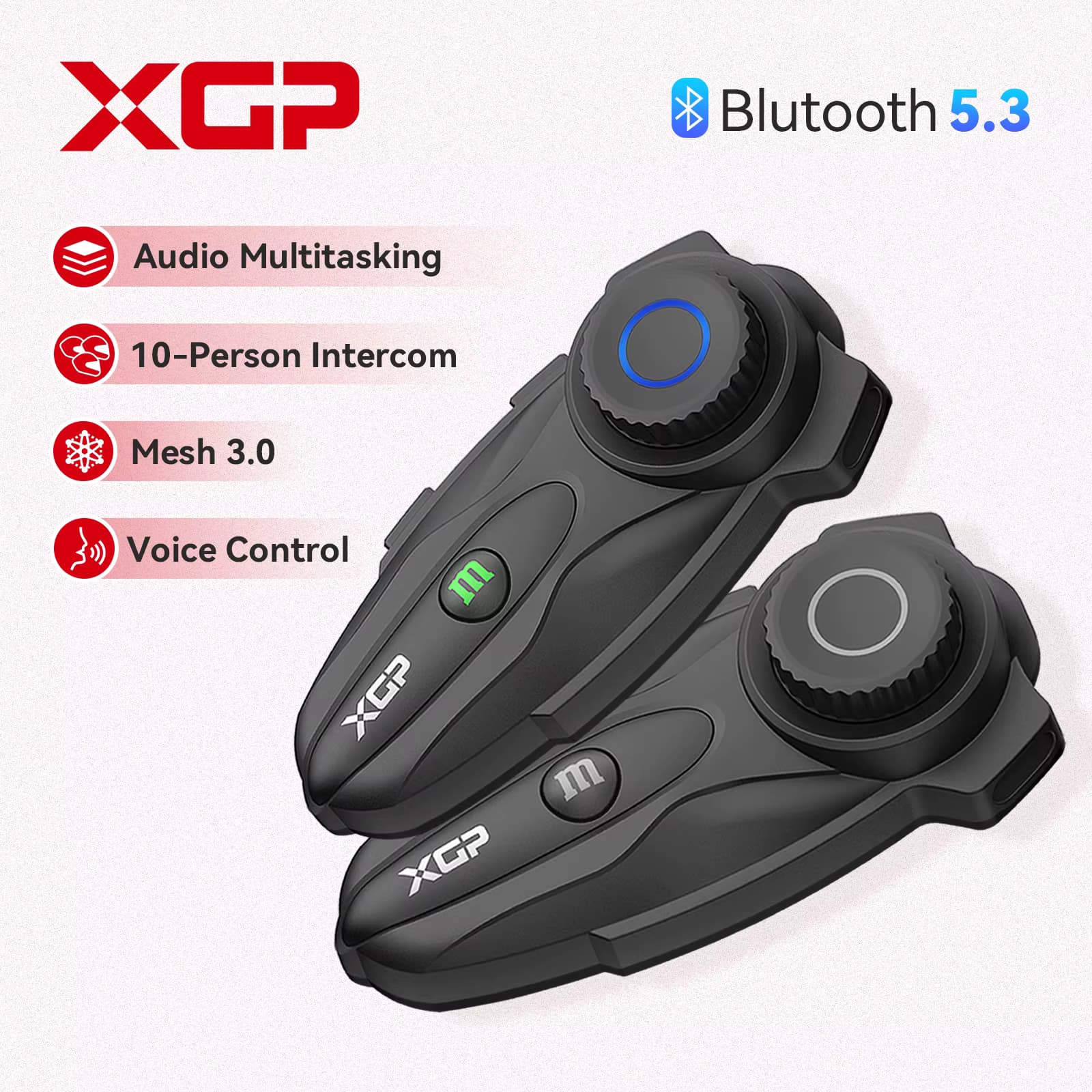Xgp x10 Bluetooth-Motorrad kopfhörer für Helm Wireless Communication Mesh 3.0, Multifunktions-Audio für 10 Motorrad fahrer