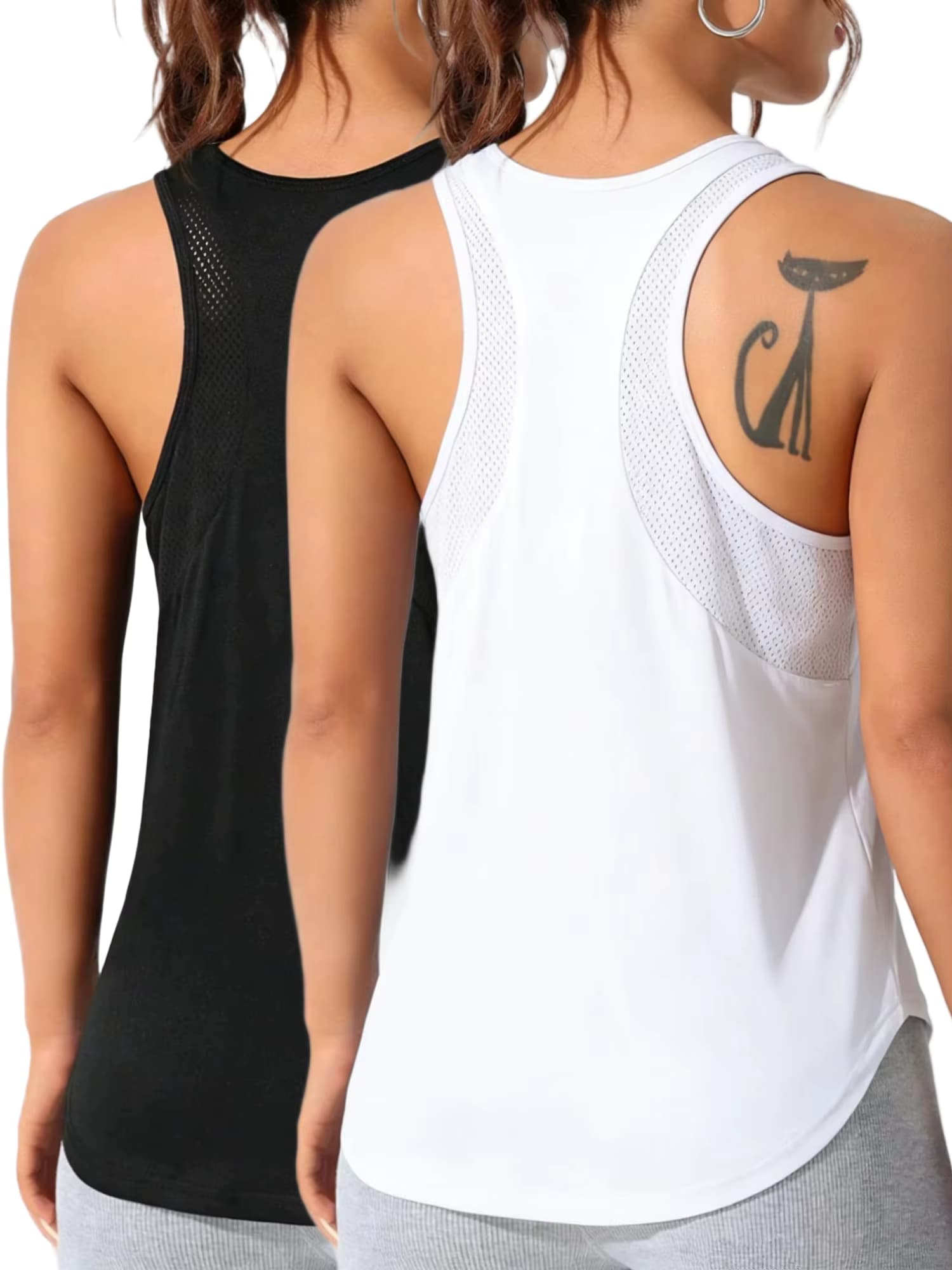 2 Stück Einfarbige Lauf-Sportweste, Atmungsaktives Sommer-Singlet, Netz-Fitness-Oberteil ohne Ärmel, Lockeres Gym-Mode-Tanktop für Damen