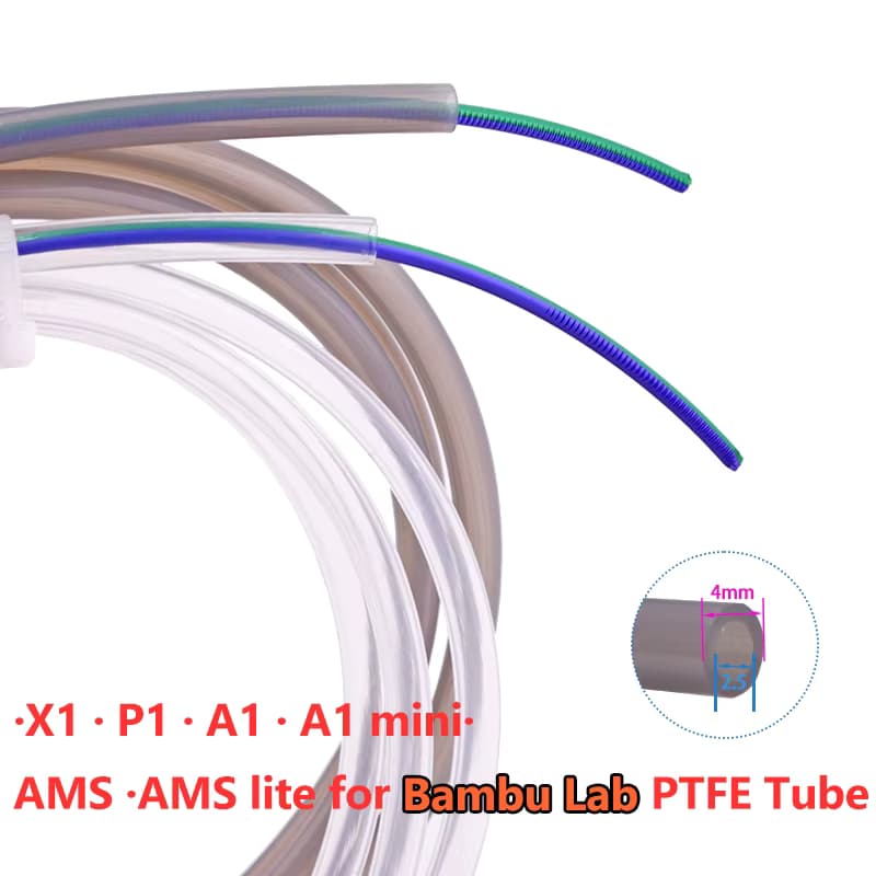 Für Bambu Lab Ptfe Rohr 2,5mm 4mm P1S P1P AMS A1 Mini 3D Drucker Teflonto Rohr X1C Bambulab Ptfe Stecker Klar Grau AMS LITE