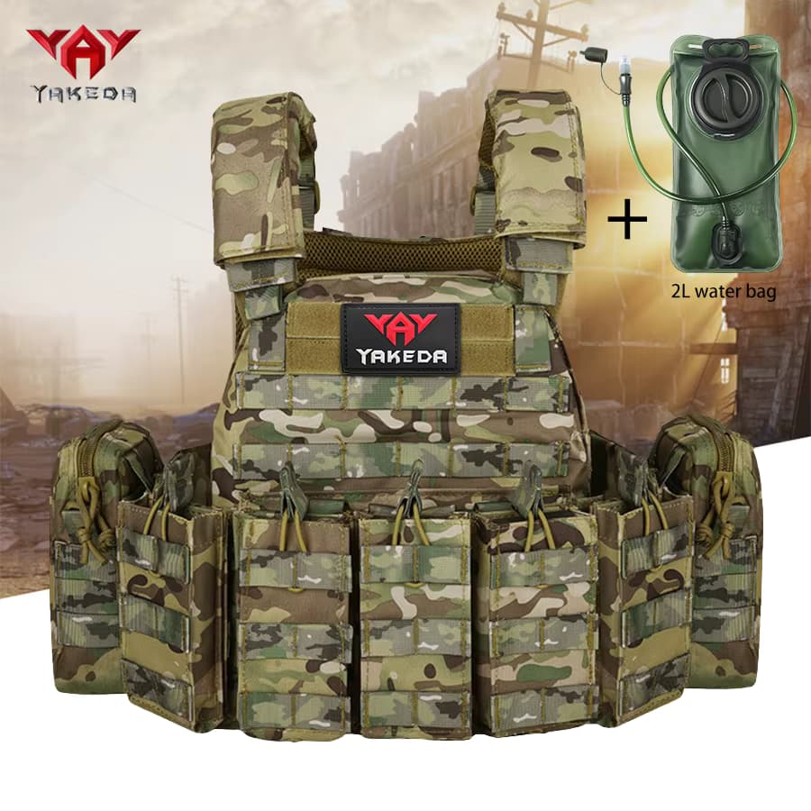 YAKEDA hochfeste, verschleißfeste Trainingsweste mit 2L Wasserbeutel und modularem Montagedesign, geeignet für Outdoor-Sportarten.