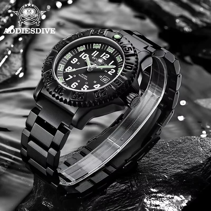 Addi sdive 2023 Herren Sport uhr Militärsport Luxus rotierende Lünette Leucht uhr Nylon armband 50m wasserdichte Quarzuhr