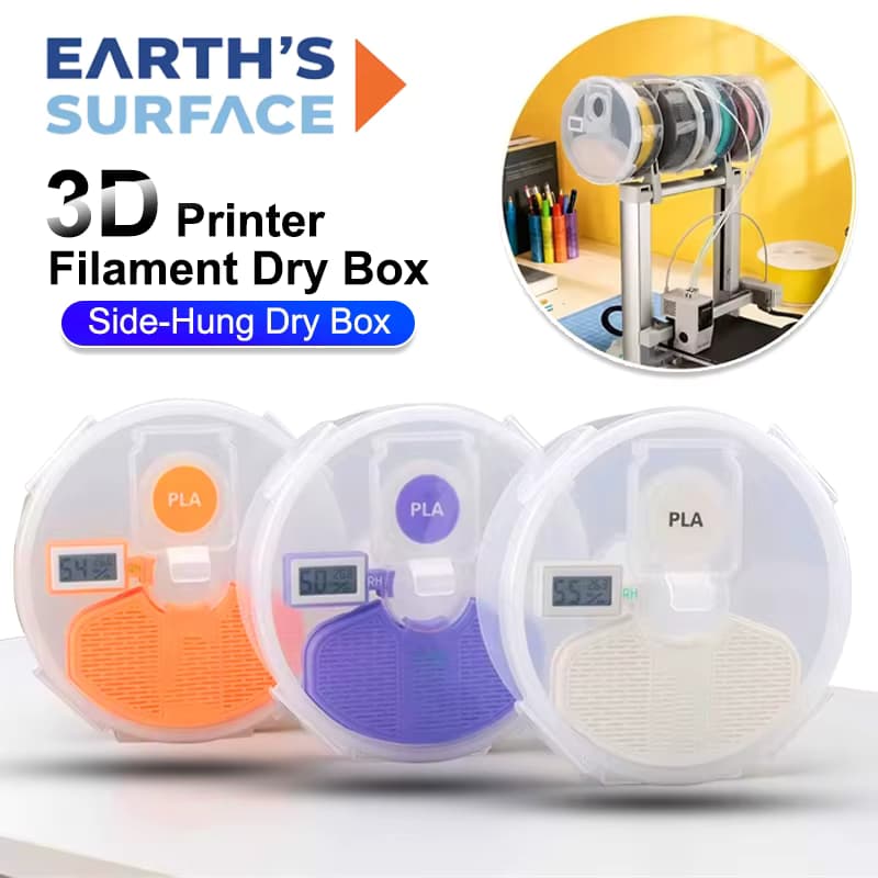 Luftdichte Wandmontierte 3D-Filament-Trockenbox mit Feuchtigkeits- und Temperaturanzeige, Glatte Filamentzuführung, 1KG Filament-Trocknungs- und Aufbewahrungshalter