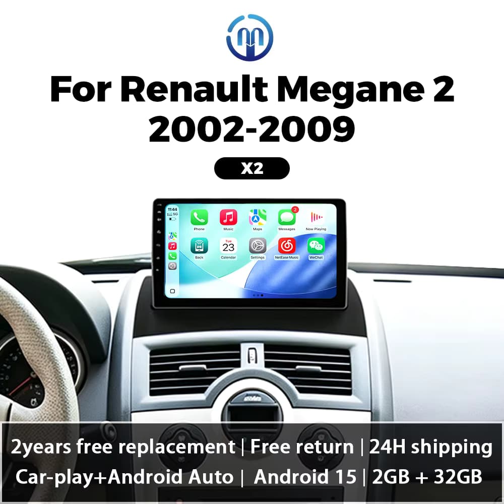 NaviFly Auto-Multimedia-Player Android Auto für Renault Megane 2 2002-2009 2 Din Autoradio FM Wireless Carplay GPS WiFi BT SWC