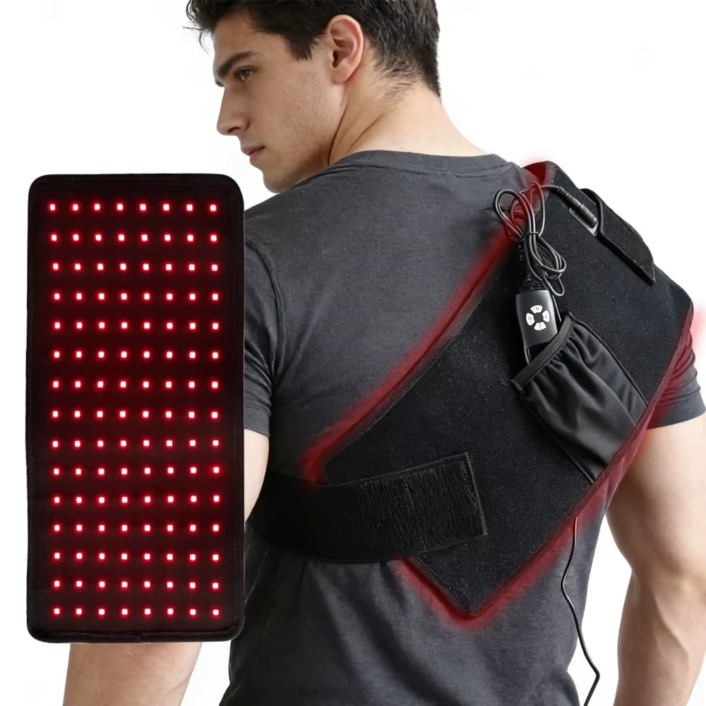 120 LEDs Rotes Infrarotlicht 850nm 660nm Taillen- und Schultermassagegürtel Heißkompresse Entspannung Rückenschmerzlinderung Körperformung